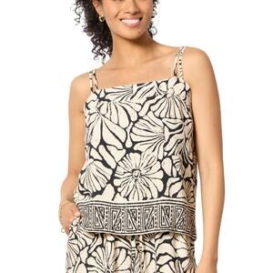 NWT Evereve Women's Floral Amelia Tank Top Vacation Summer Natural Size Small
